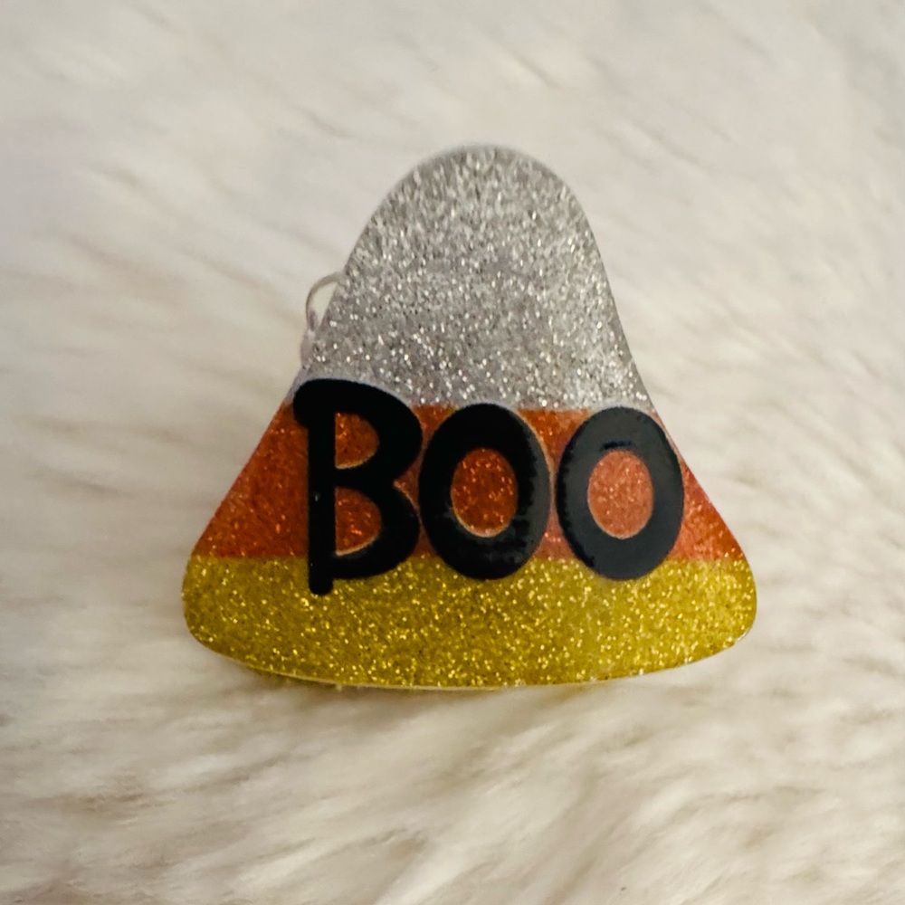 Mini Hair Claw Clip, Glittery Halloween Candy Corn